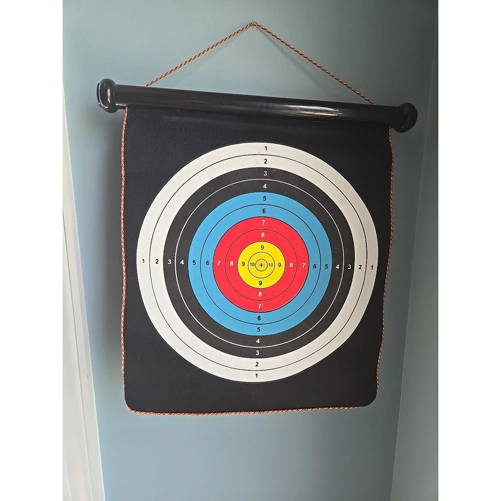 Magnetic Cloth Dart Board 2 Sided Rope Wall Hanger 12 Magnet Darts